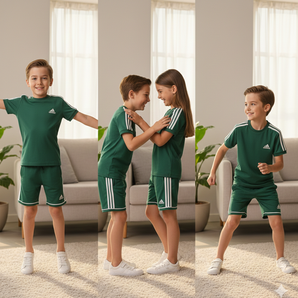 ADI GREEN SIMPLE TEE-SHORTS