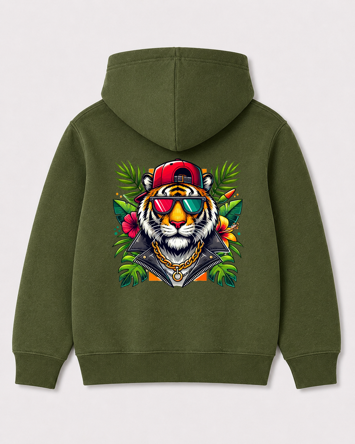 Olive green hoodie back 1037