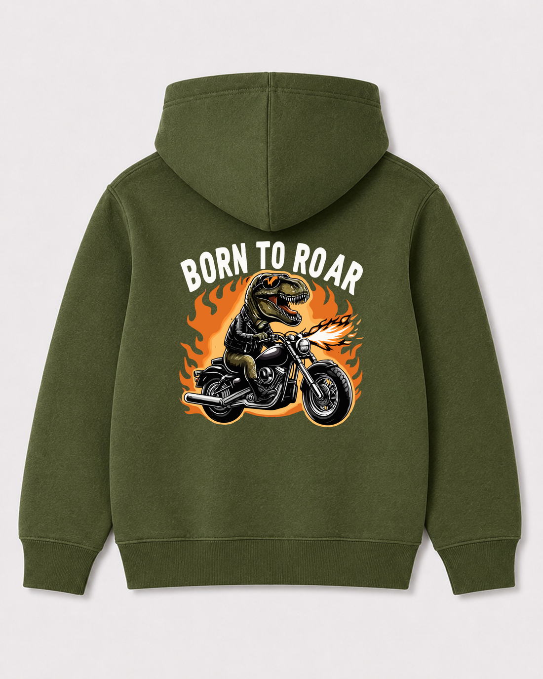 Olive green hoodie back 1046