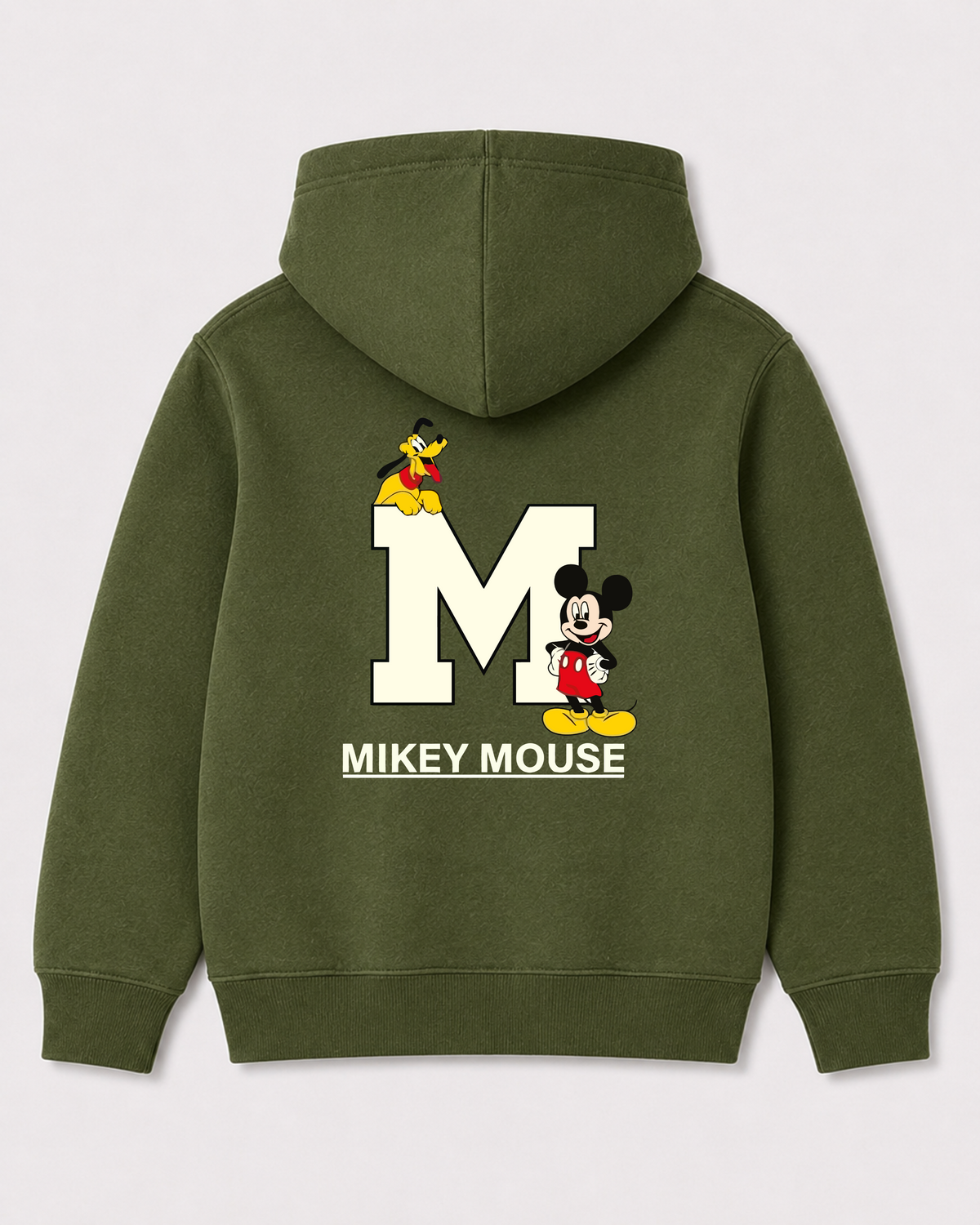Olive green hoodie back 1078