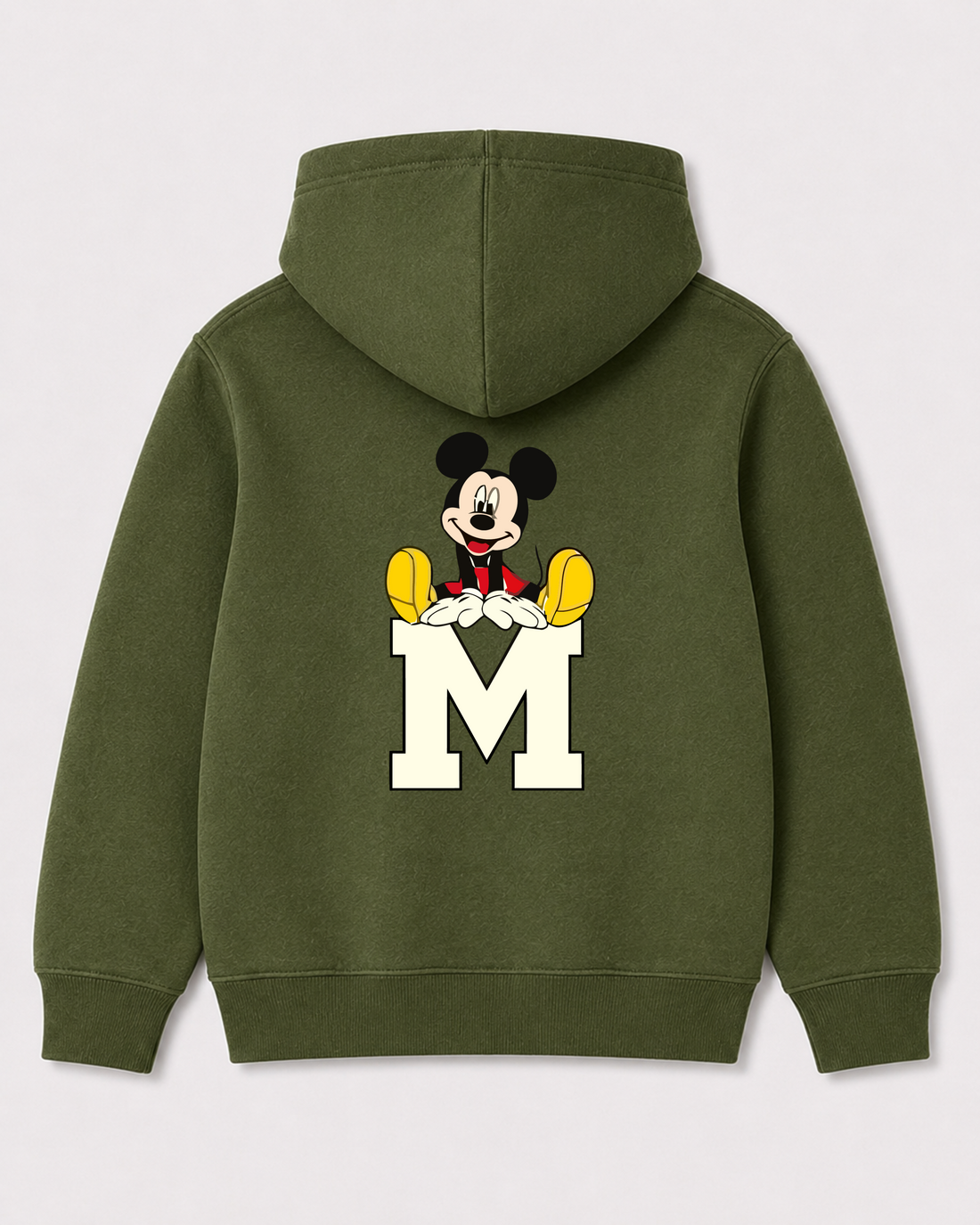 Olive green hoodie back 1079