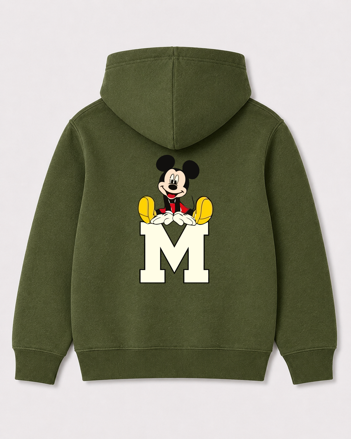 Olive green hoodie back 1079