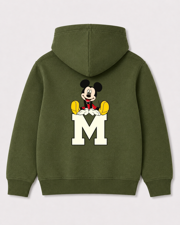 Olive green hoodie back 1079