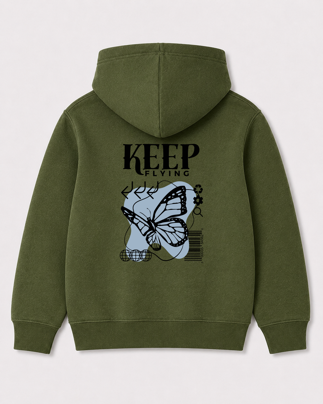 Olive green hoodie back 1129