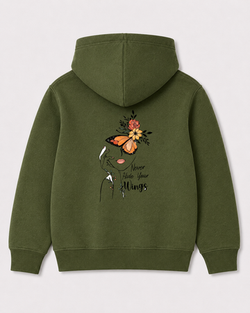 Olive green hoodie back 1146