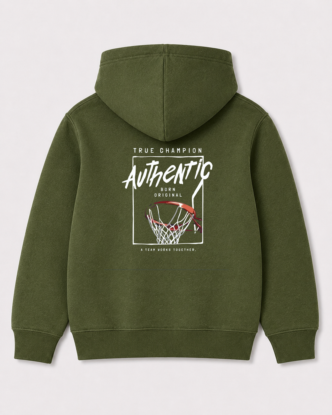 Olive green hoodie back 1246