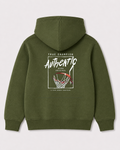 Olive green hoodie back 1246