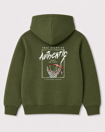 Olive green hoodie back 1246