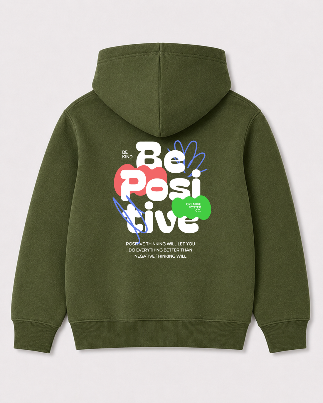 Olive green hoodie back 1255