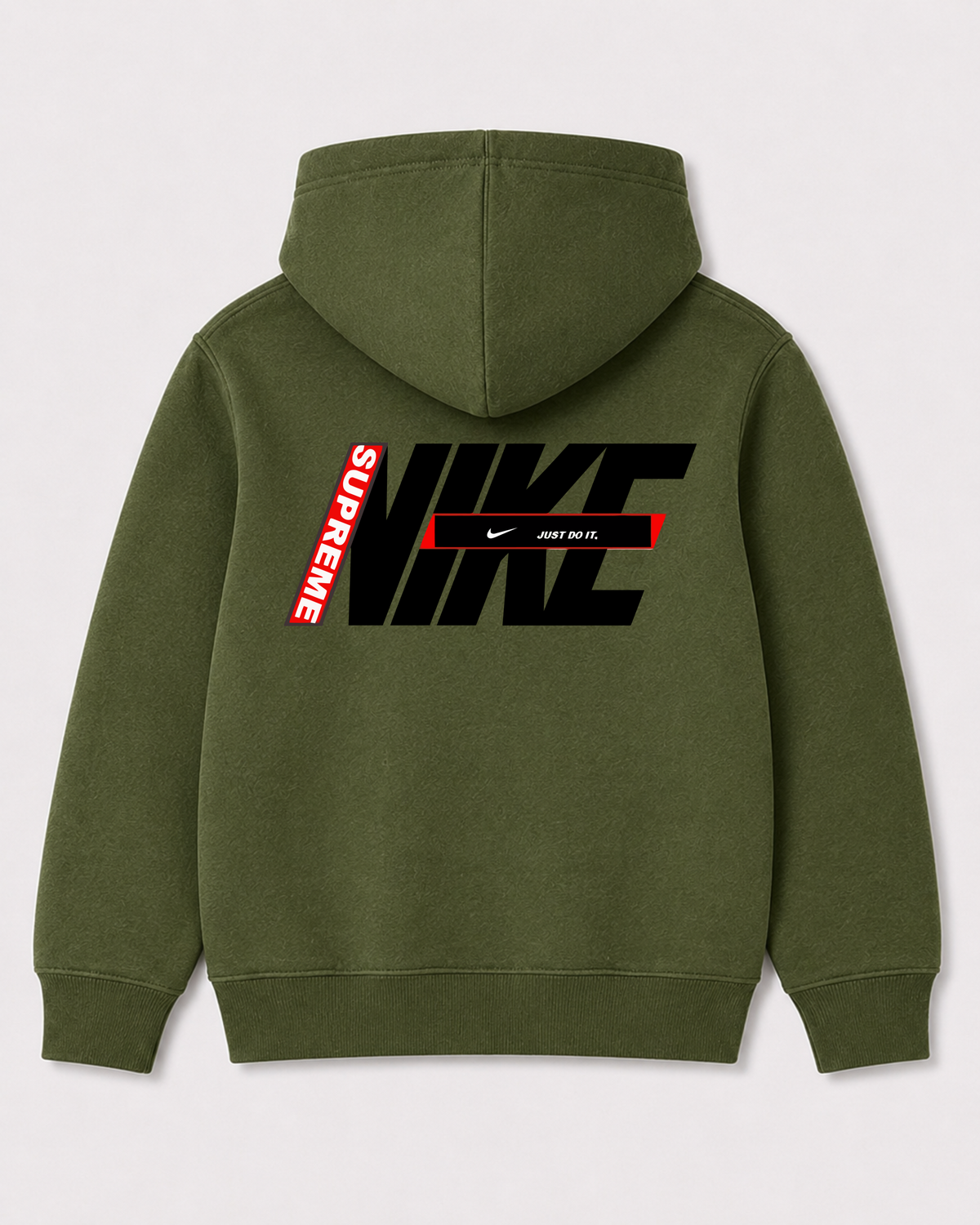Olive green hoodie back 1267