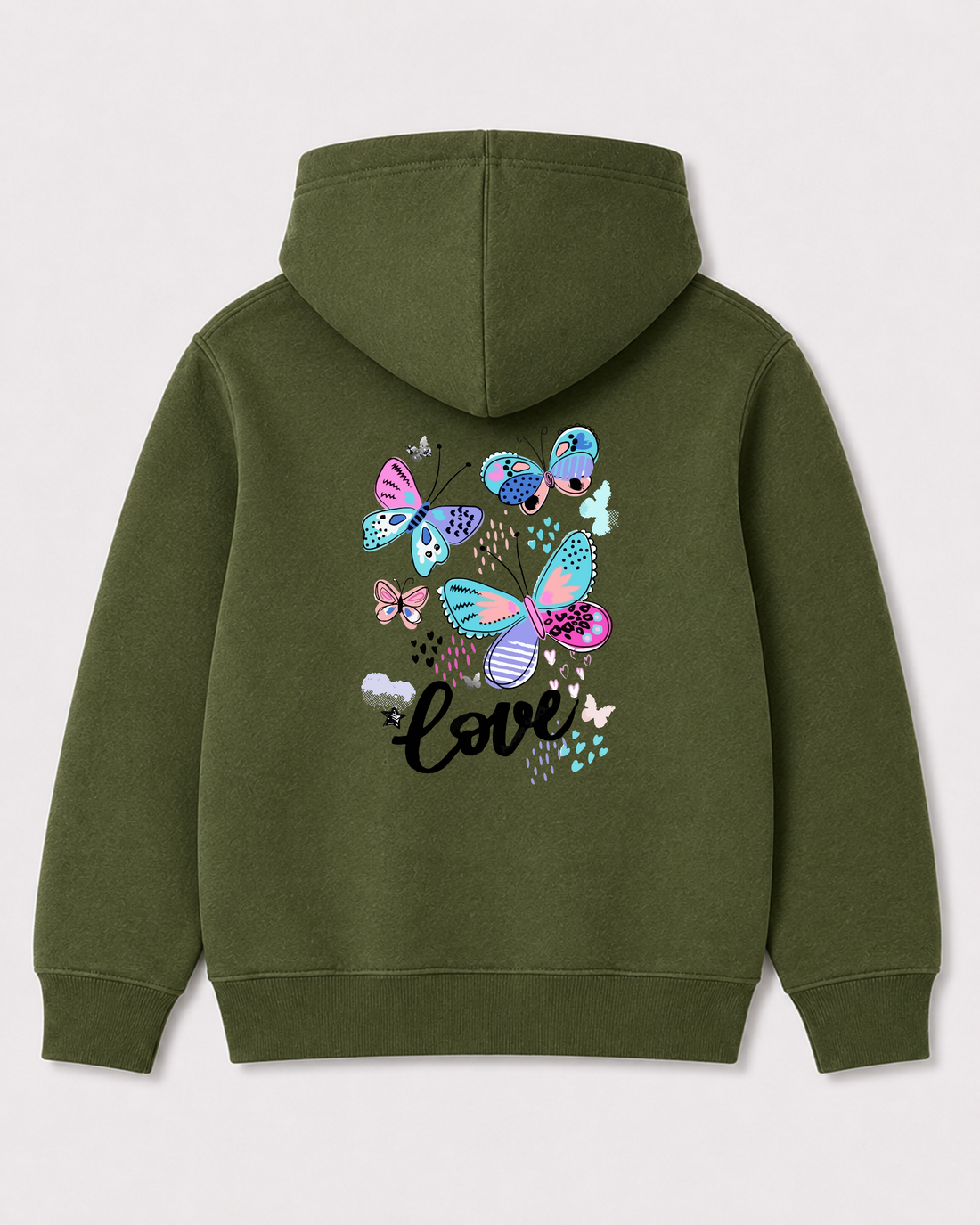 Olive green hoodie back 1299