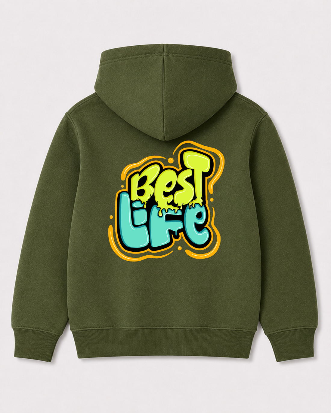 Olive green hoodie back 1318