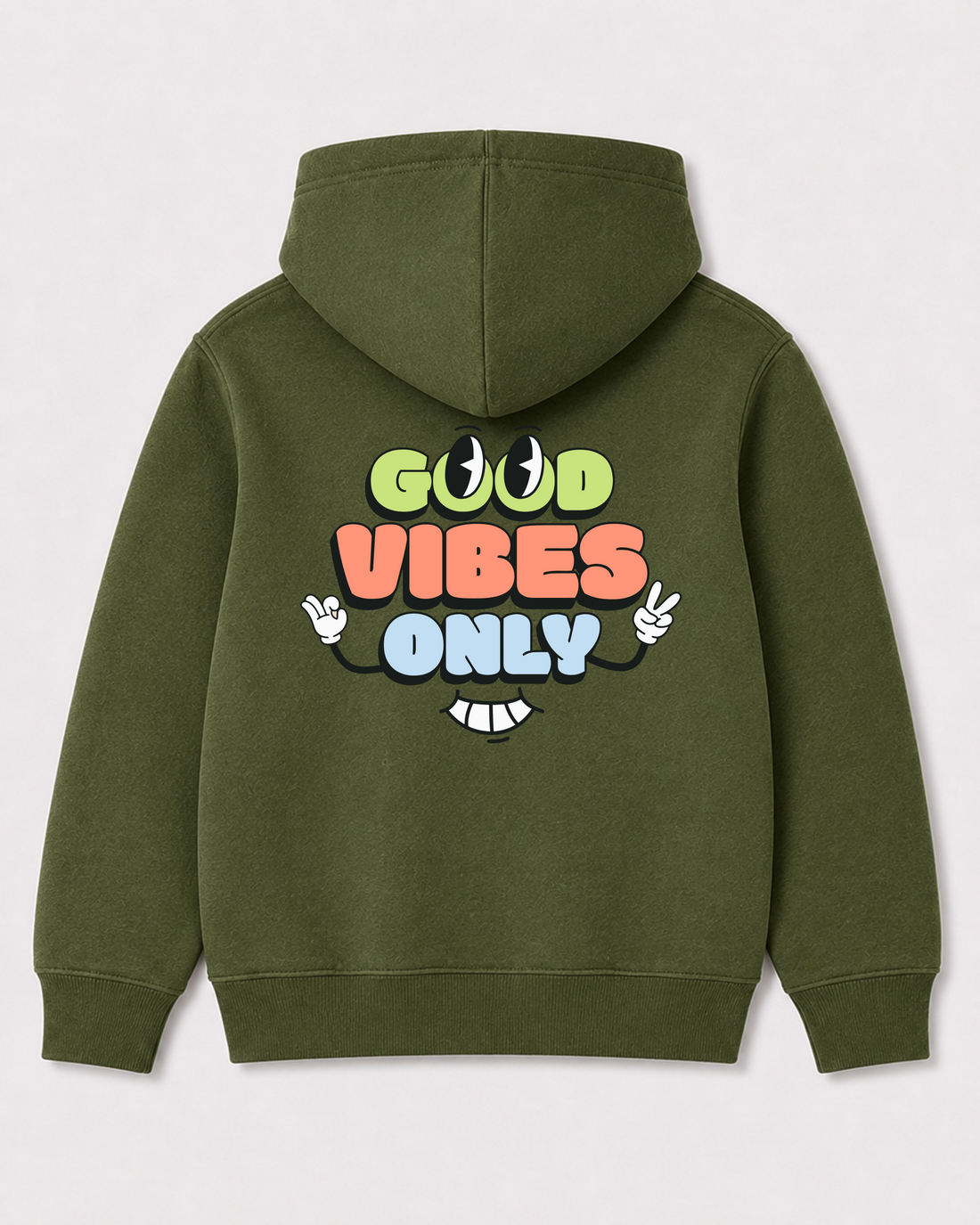 Olive green hoodie back 1334