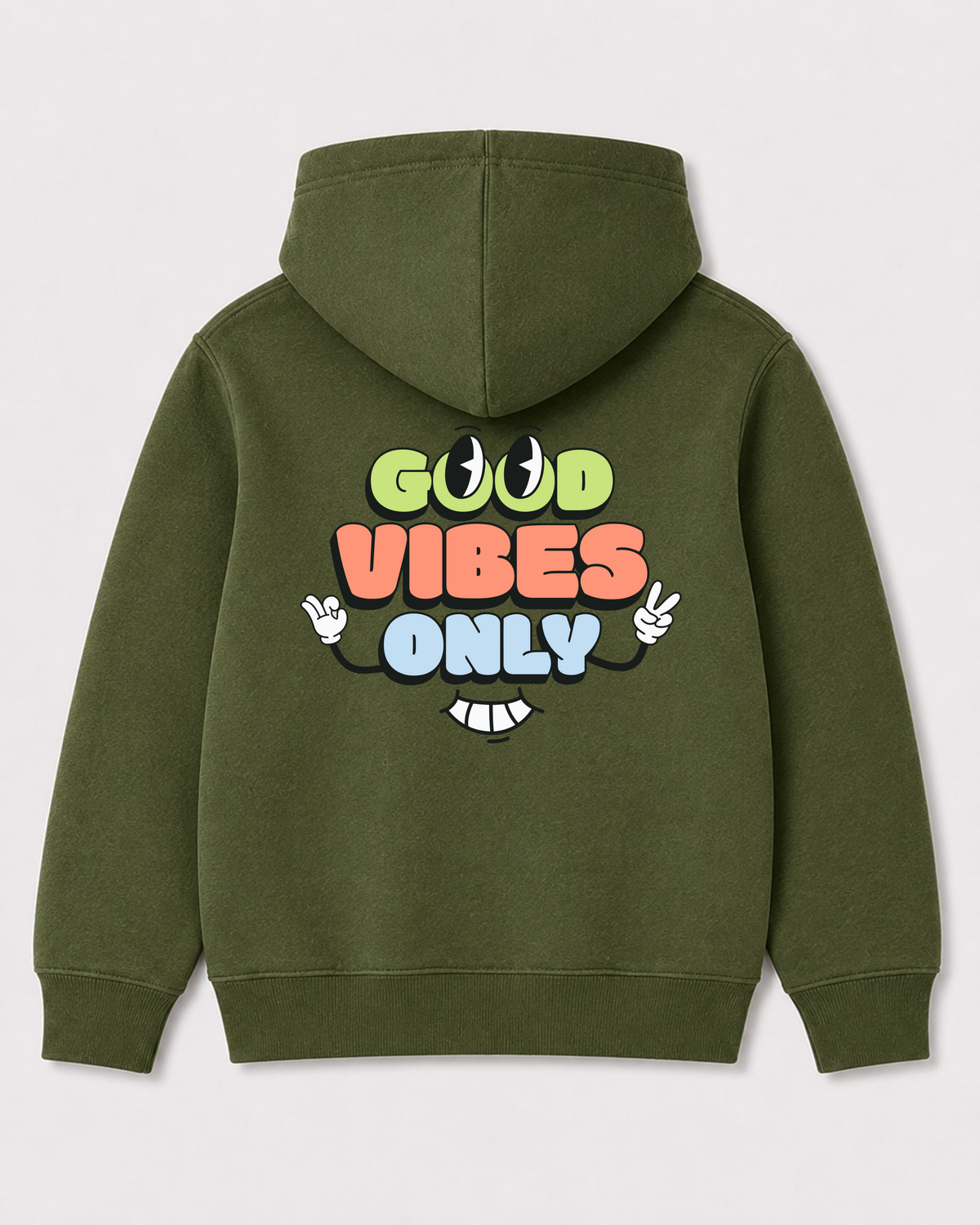 Olive green hoodie back 1334