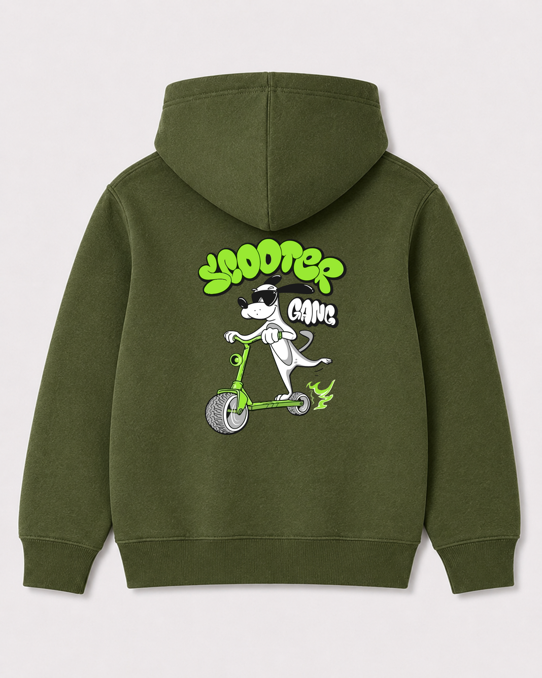 Olive green hoodie back 1340