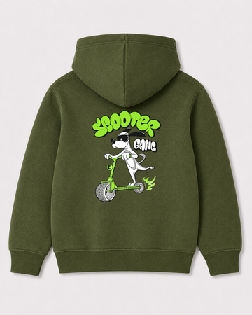 Olive green hoodie back 1340