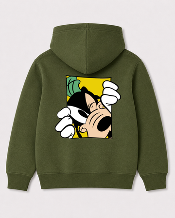Olive green hoodie back 1363