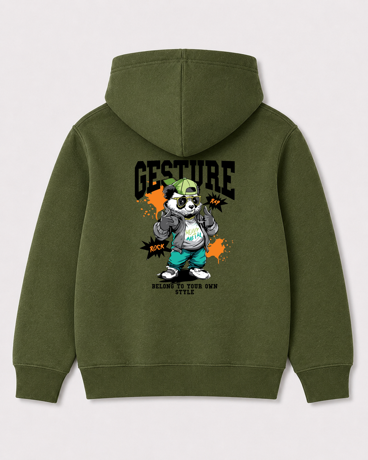 Olive green hoodie back 1373