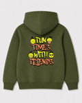 Olive green hoodie back 1385