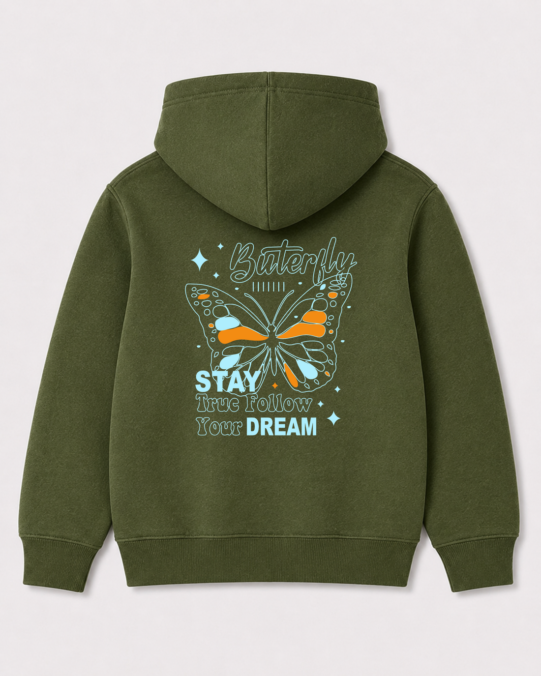 Olive green hoodie back 1408