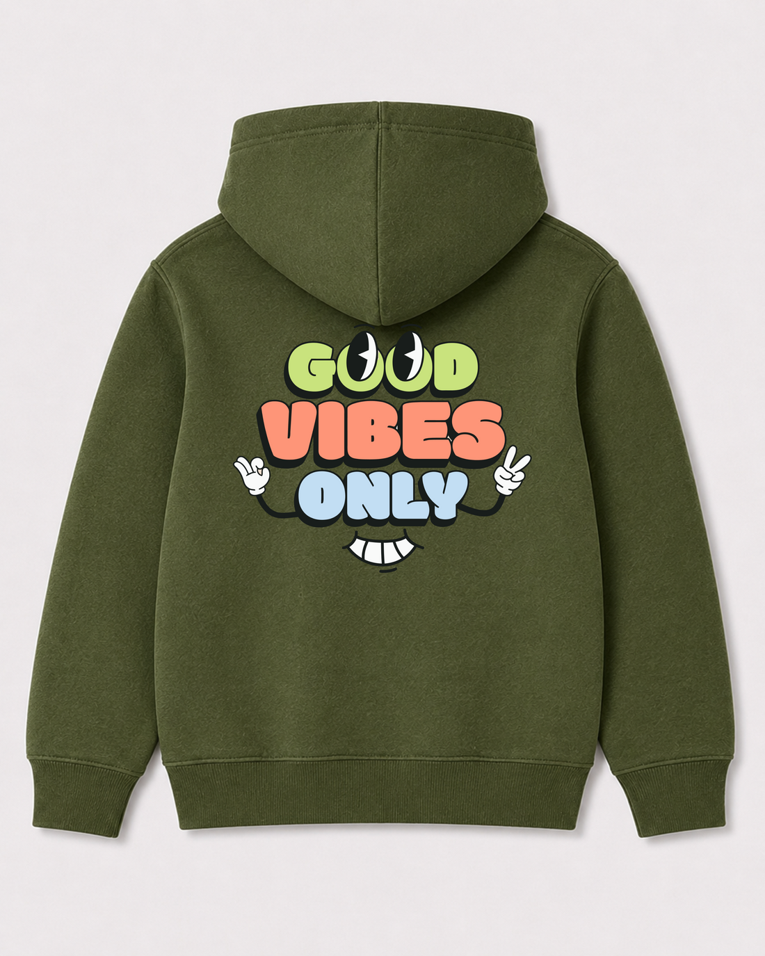Olive green hoodie back 1421