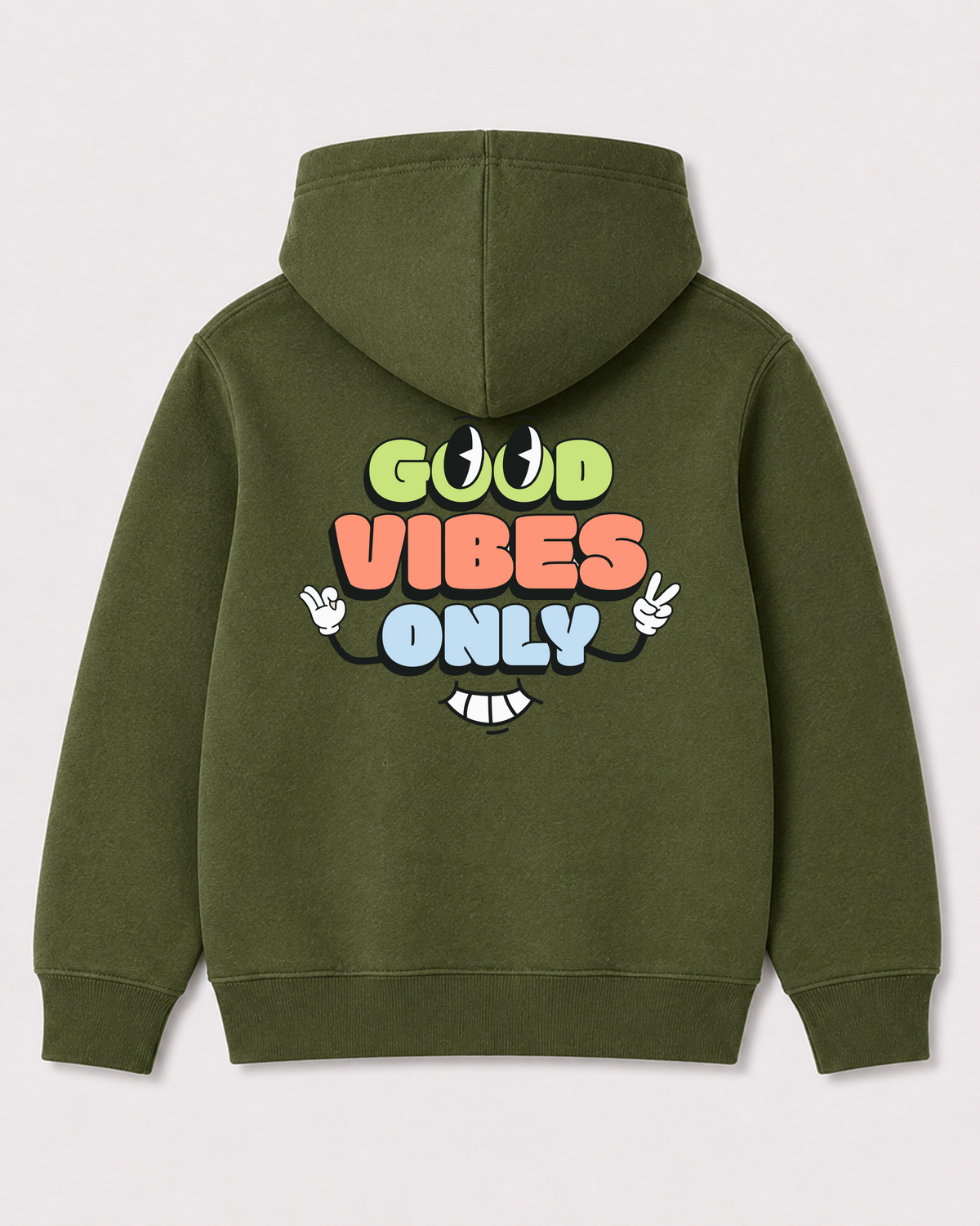 Olive green hoodie back 1421