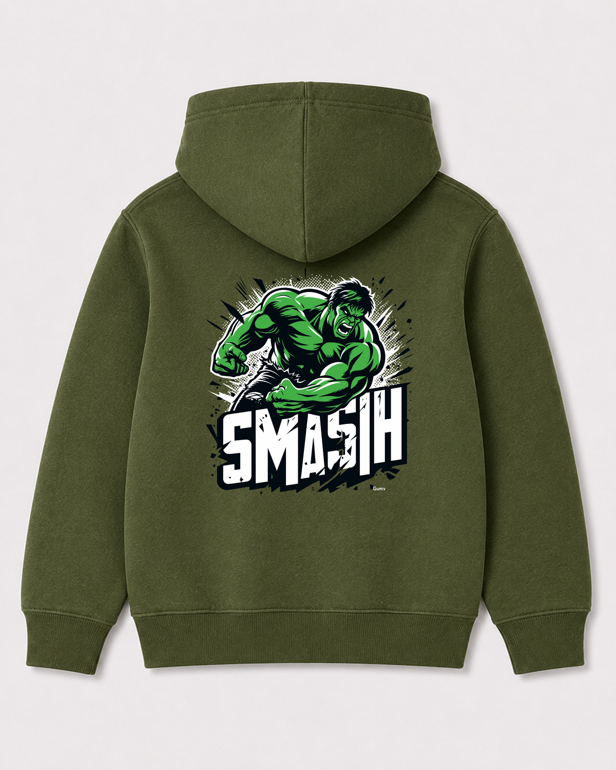 Olive green hoodie back 1425