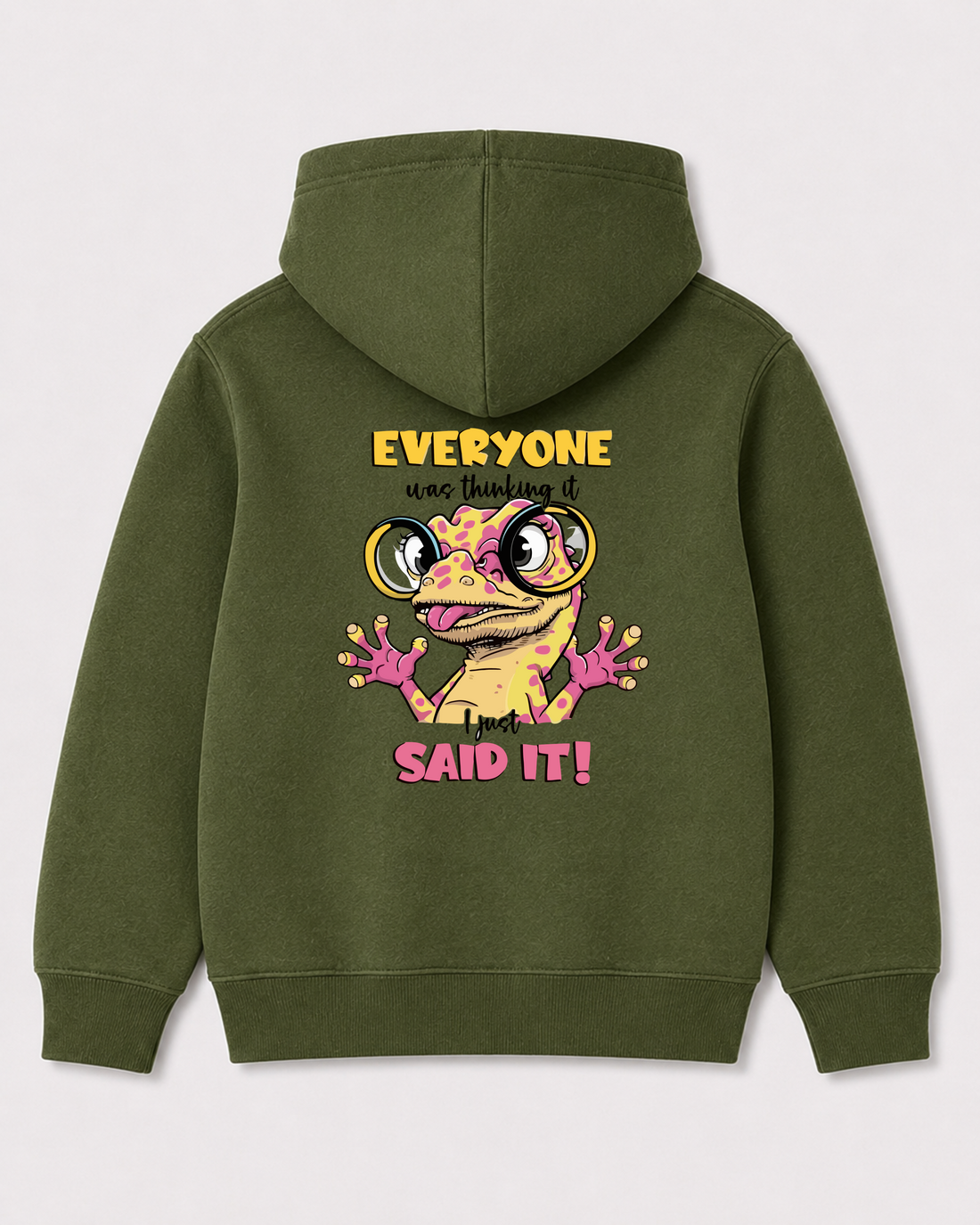 Olive green hoodie back 1429