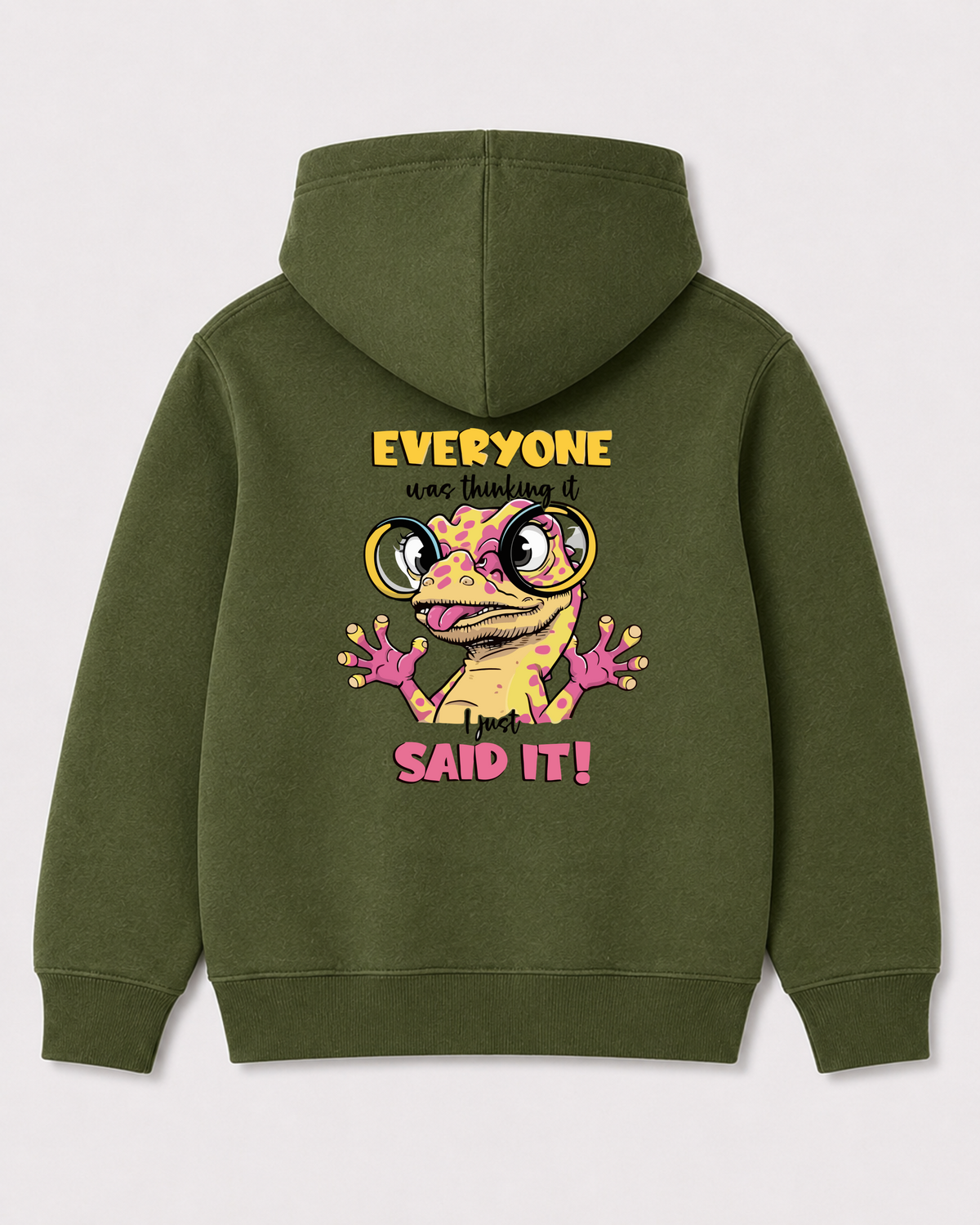 Olive green hoodie back 1429