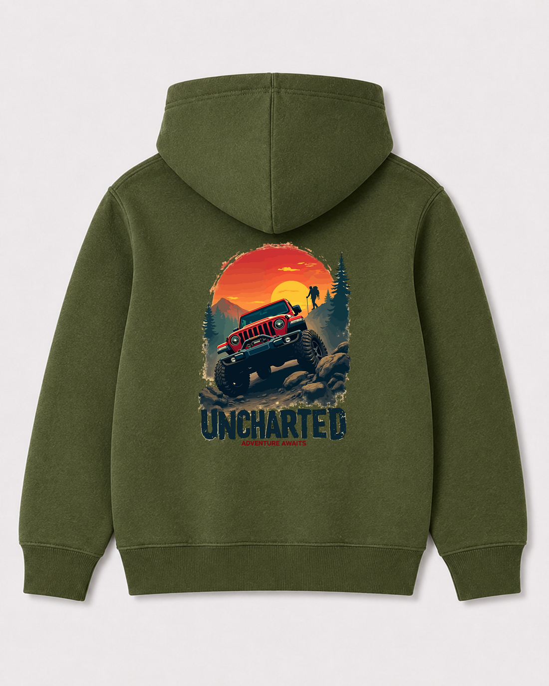 Olive green hoodie back 1441