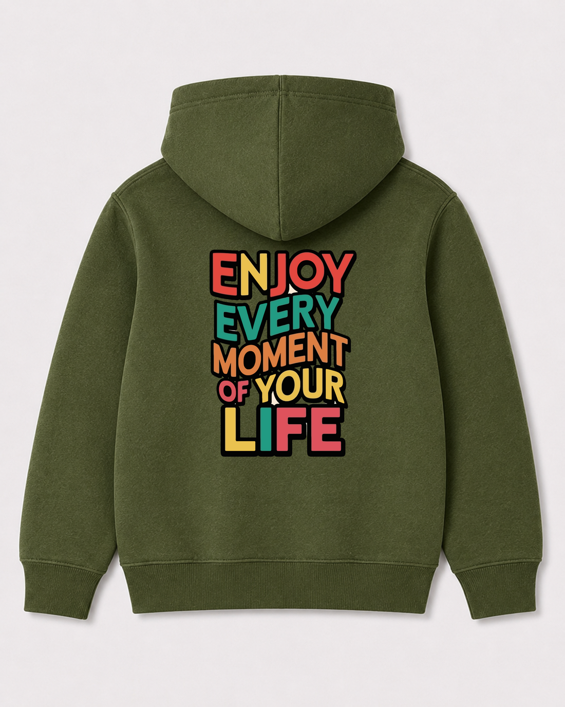 Olive green hoodie back 1459
