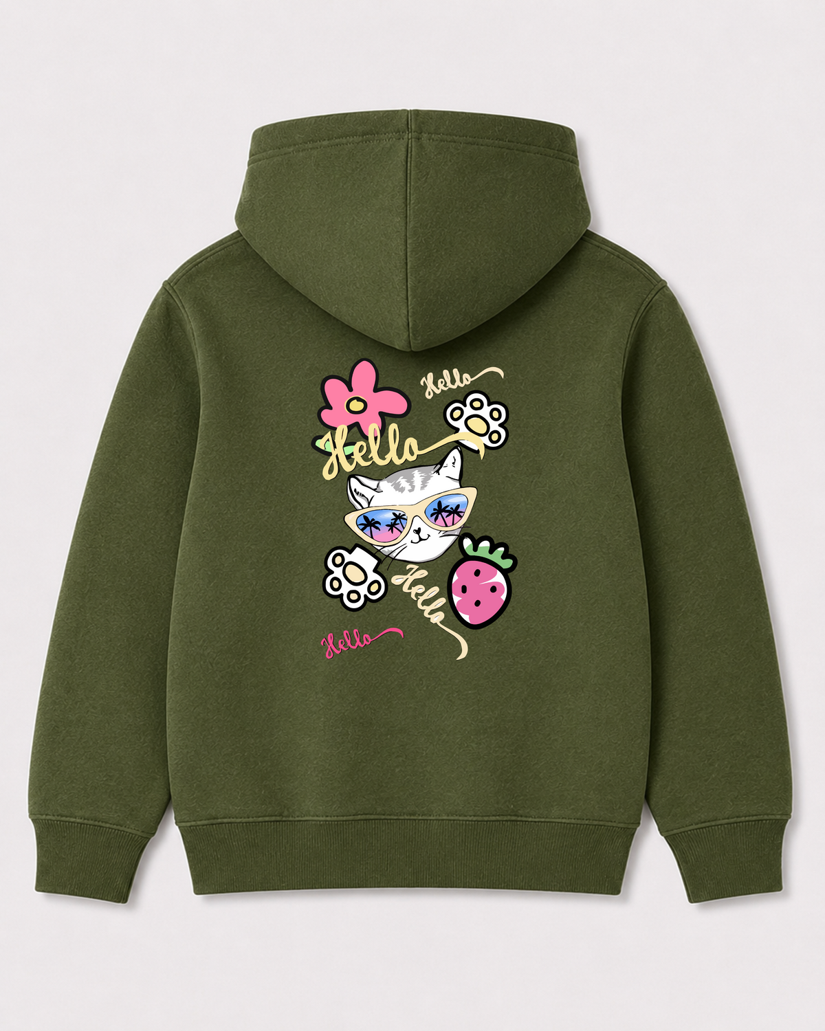 Olive green hoodie back 1475