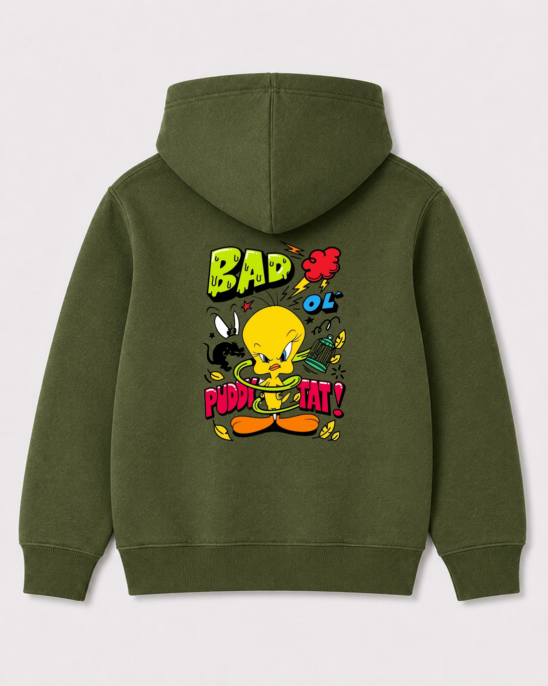 Olive green hoodie back 1480