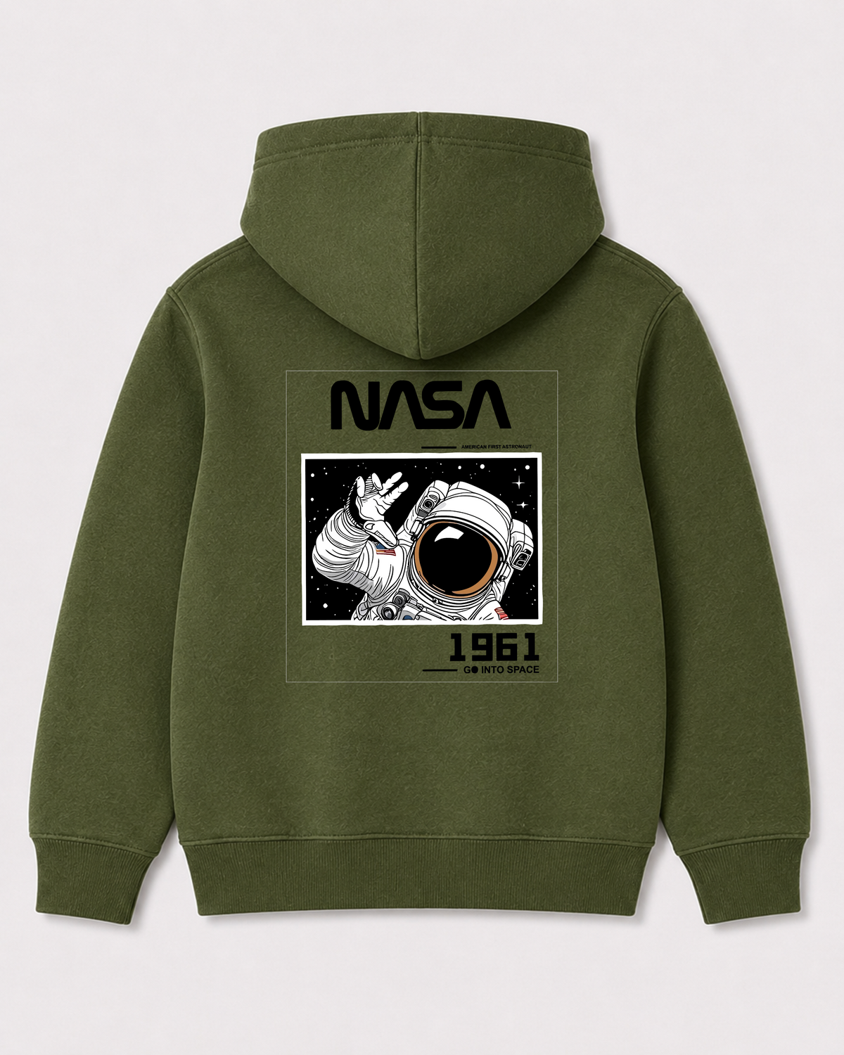 Olive green hoodie back 1577