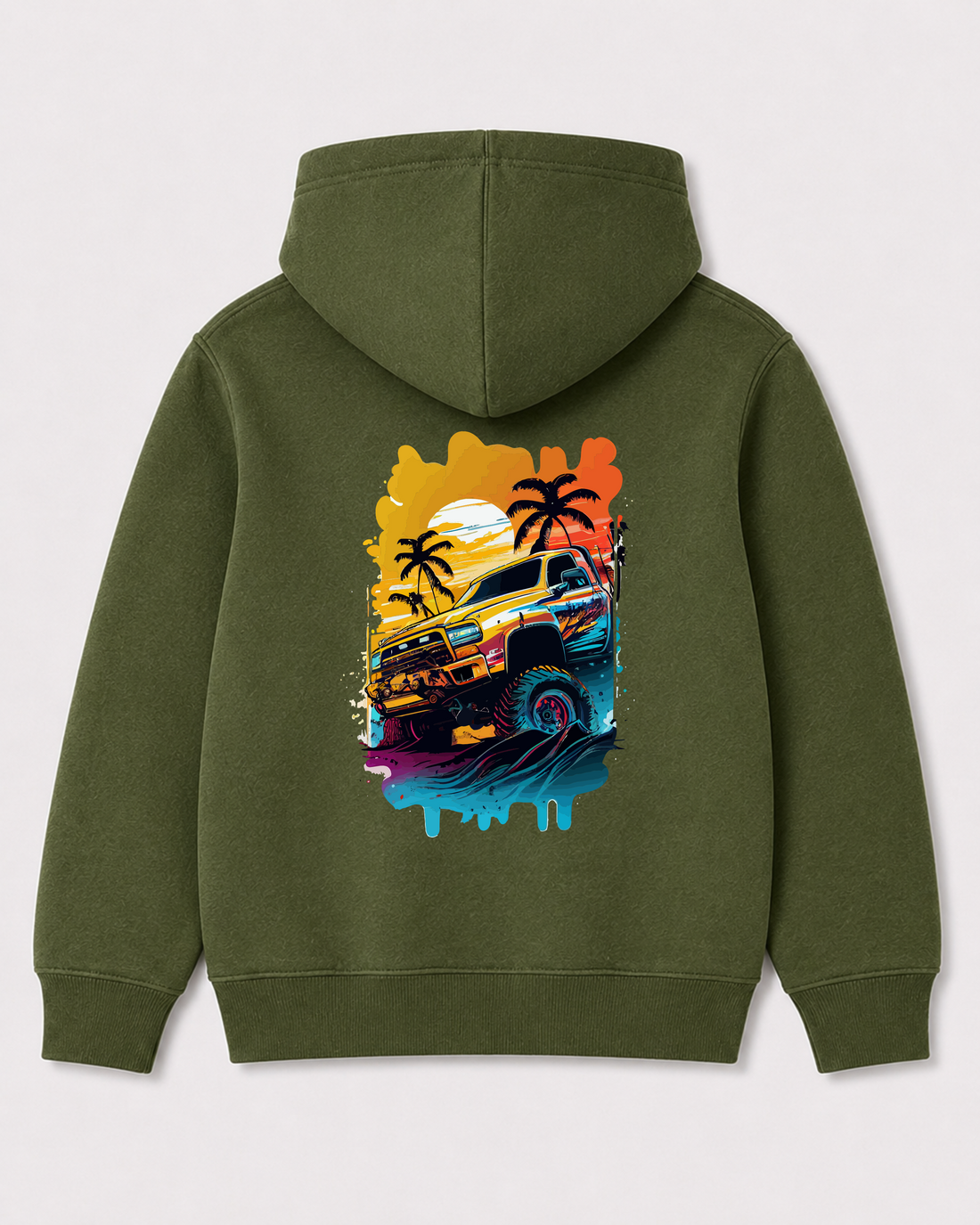 Olive green hoodie back 2117