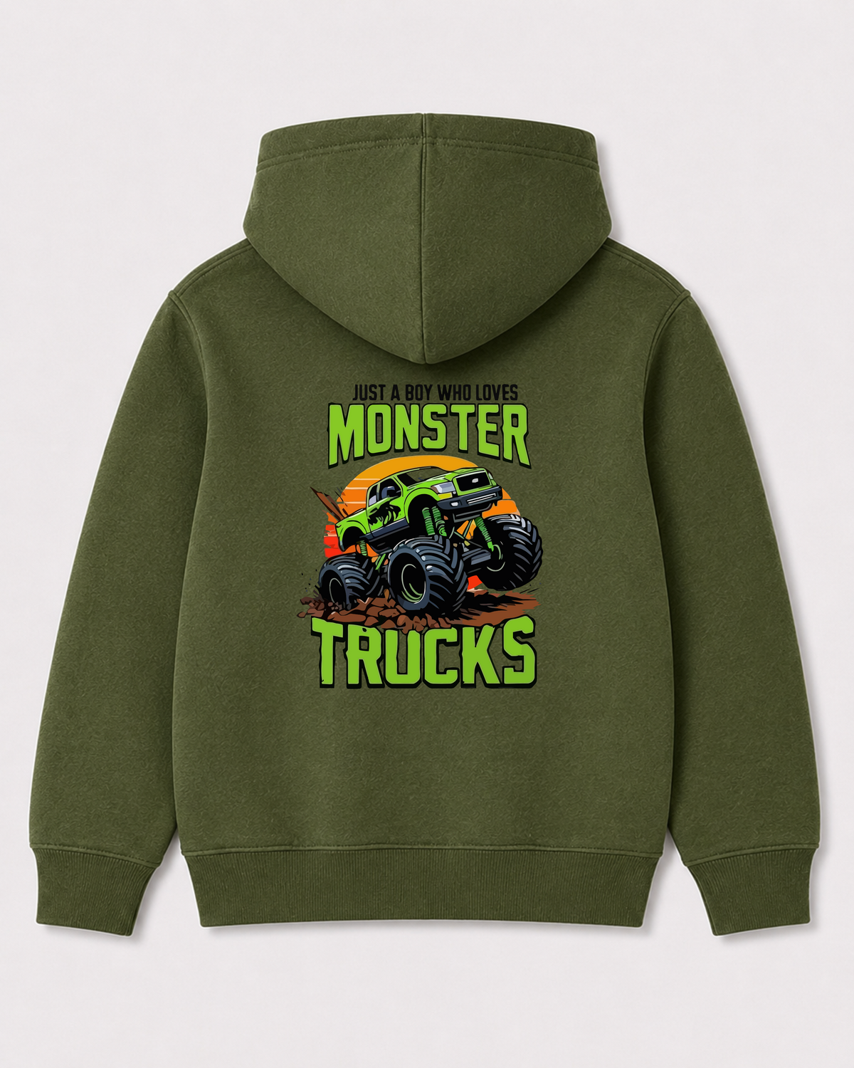Olive green hoodie back 2134