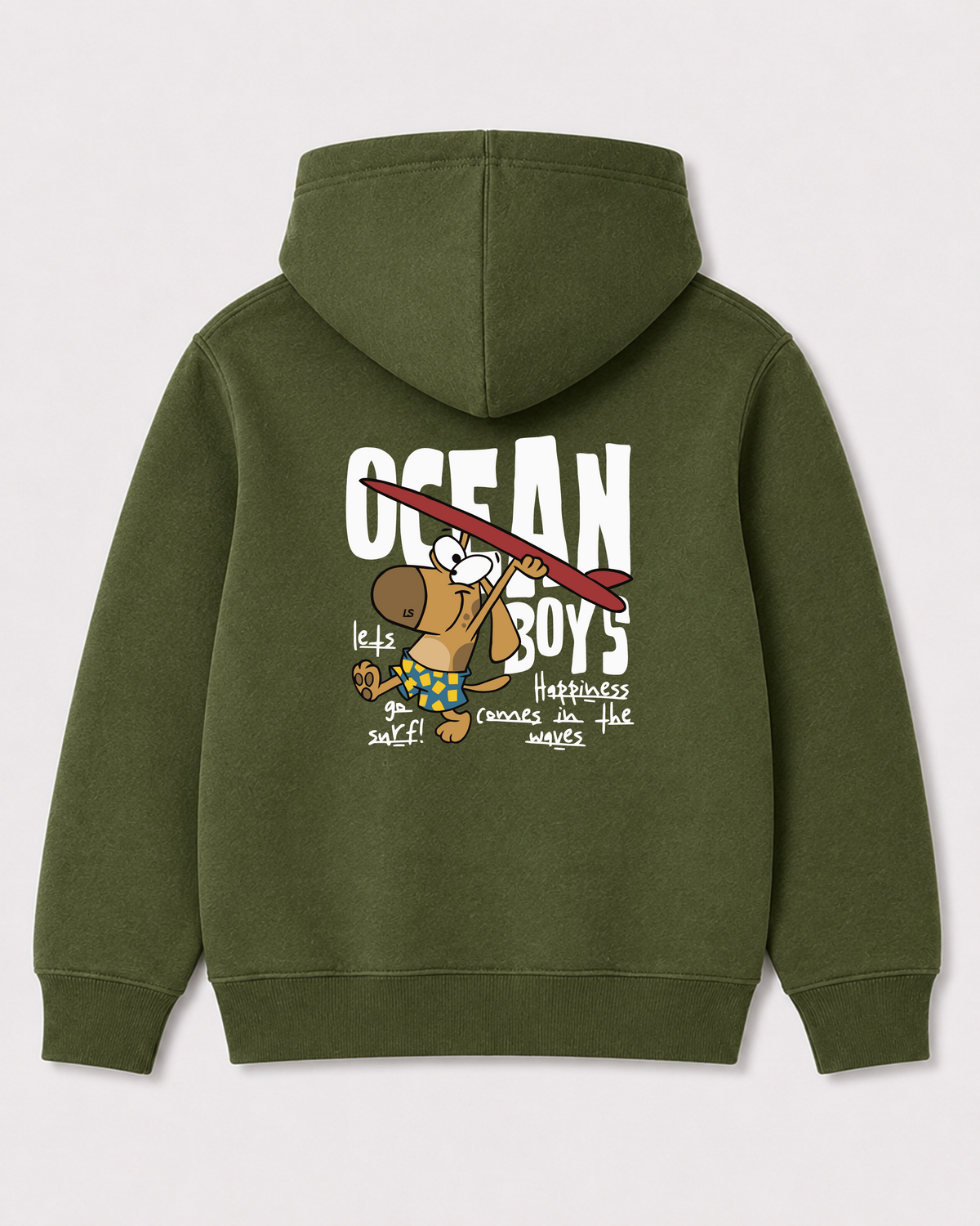 Olive green hoodie back 2164