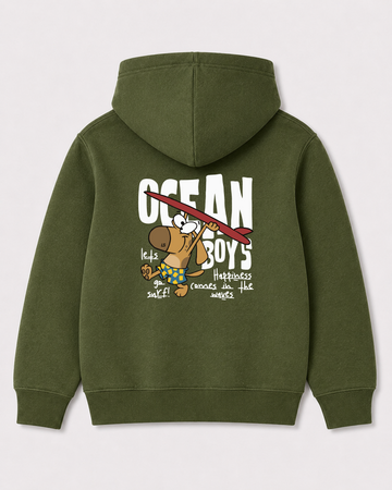 Olive green hoodie back 2164