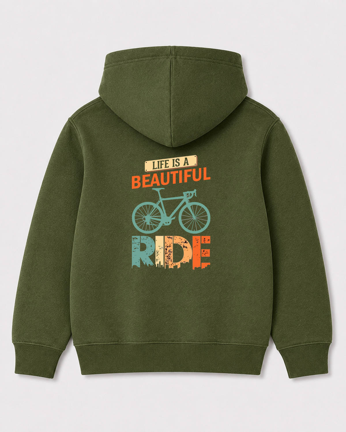 Olive green hoodie back 2173