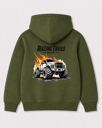 Olive green hoodie back 2187