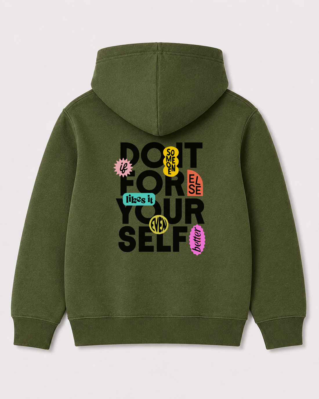 Olive green hoodie back 3003