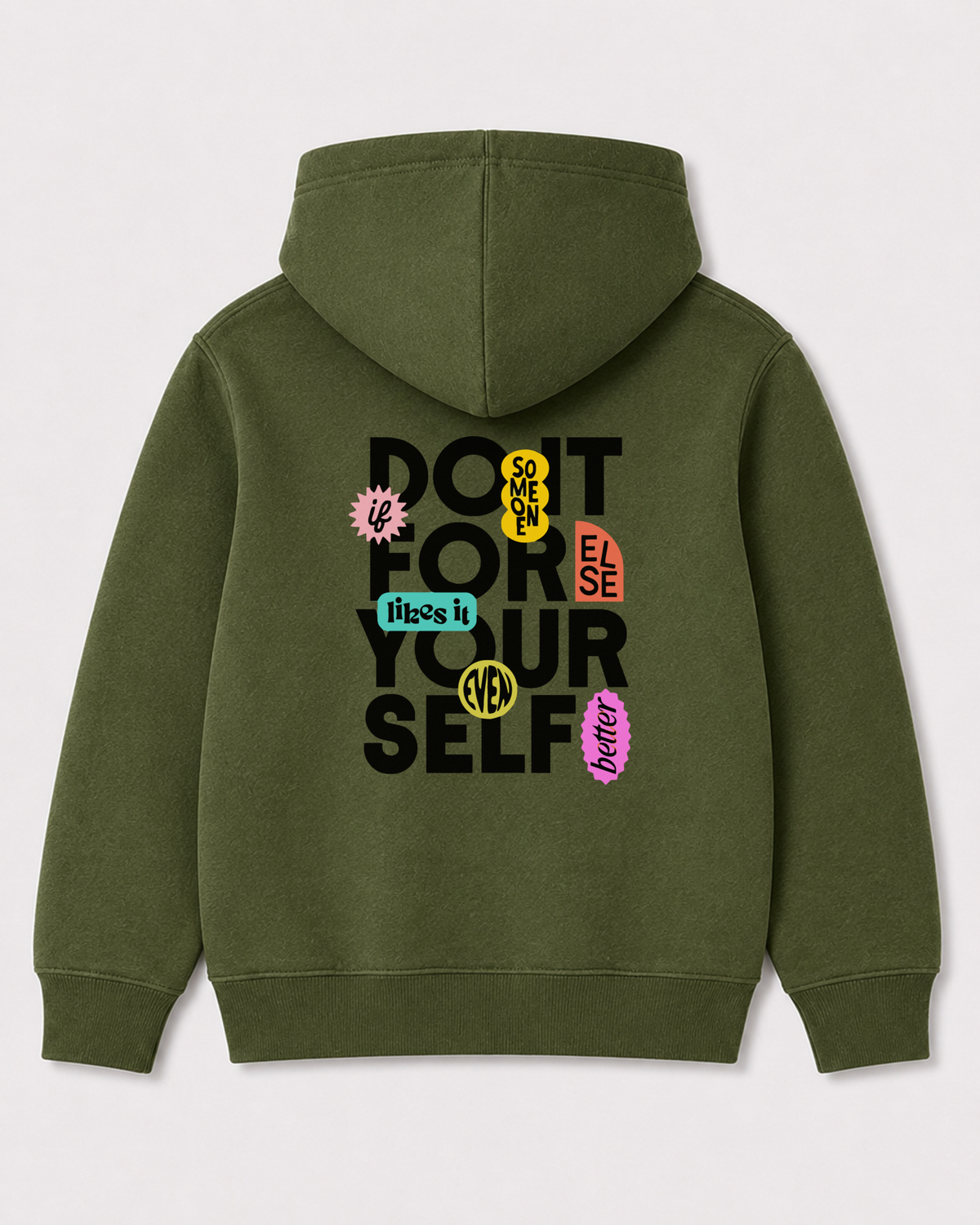 Olive green hoodie back 3003