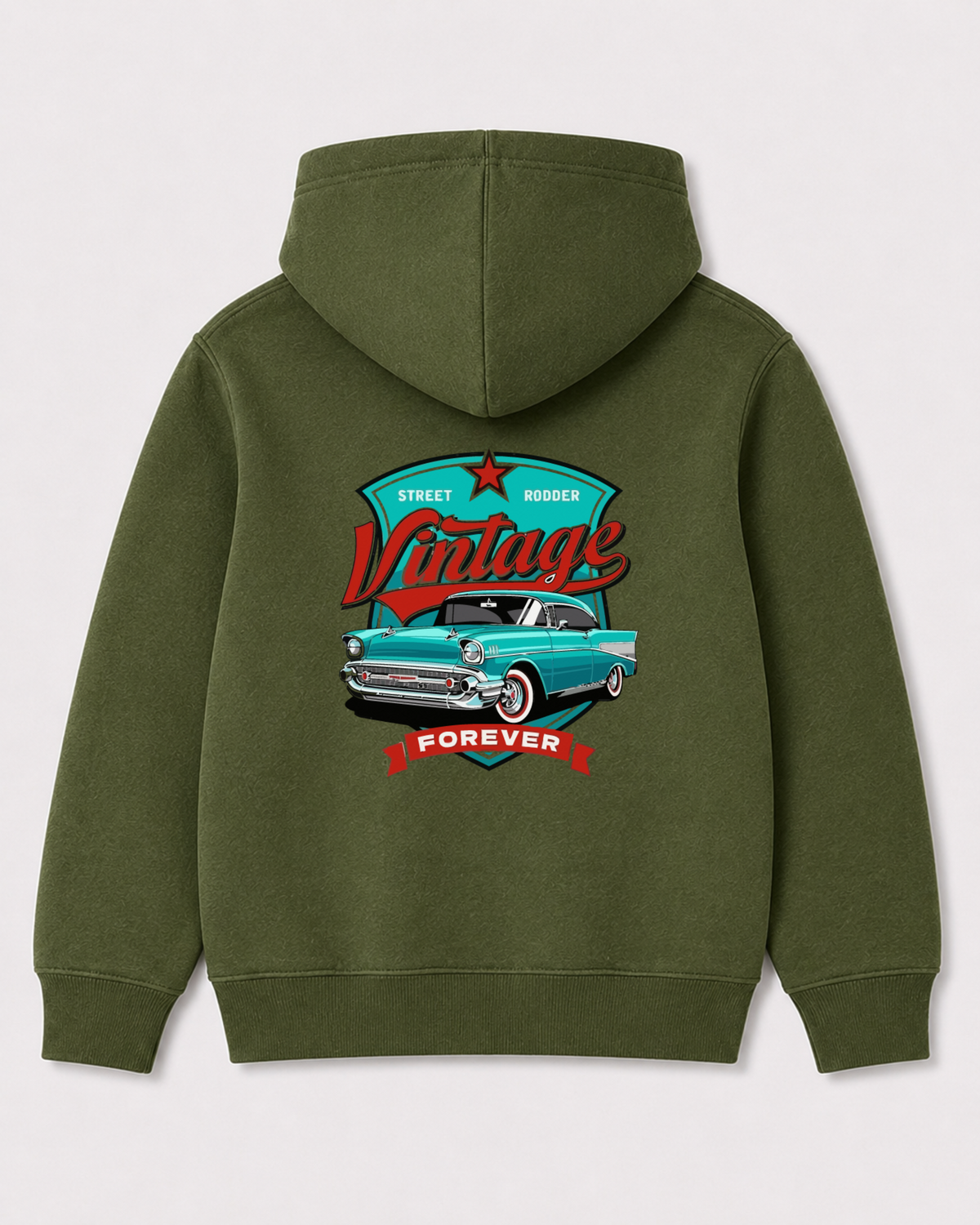 Olive green hoodie back 3006