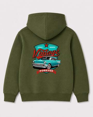 Olive green hoodie back 3006
