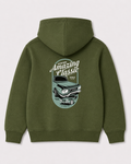 Olive green hoodie back 3013