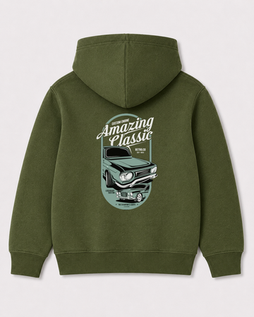 Olive green hoodie back 3013