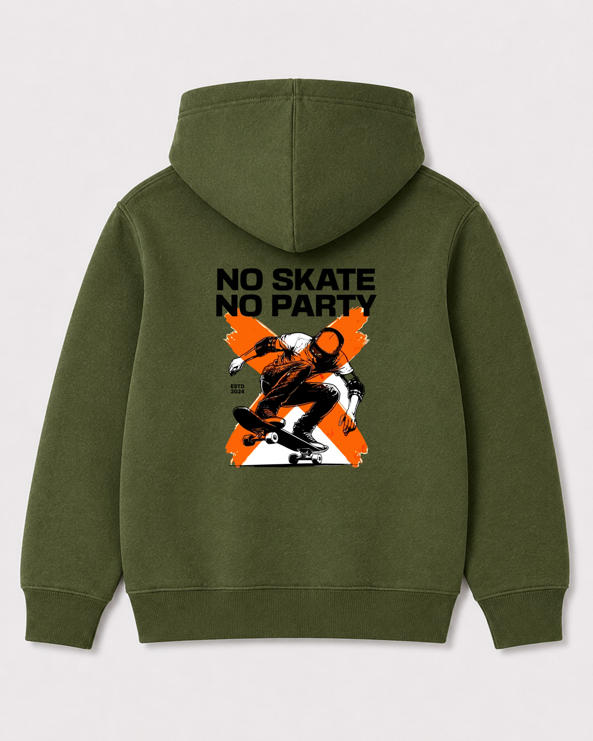 Olive green hoodie back 3015