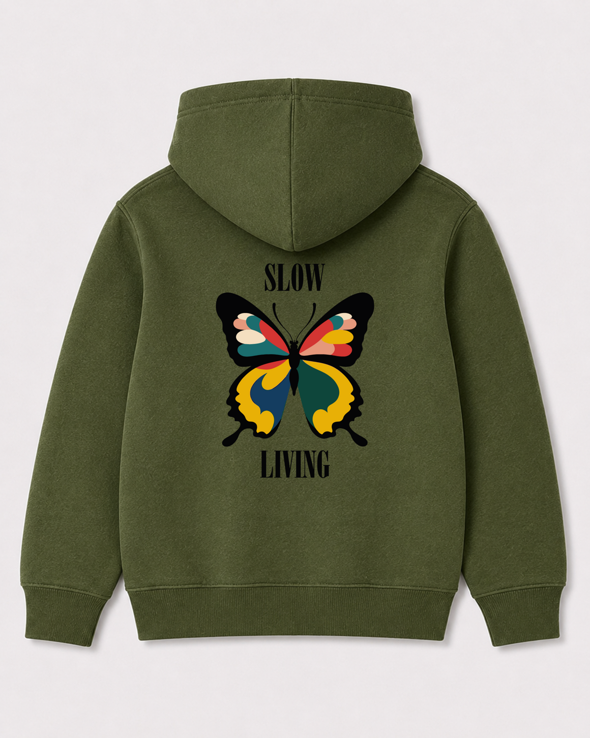 Olive green hoodie back 3017
