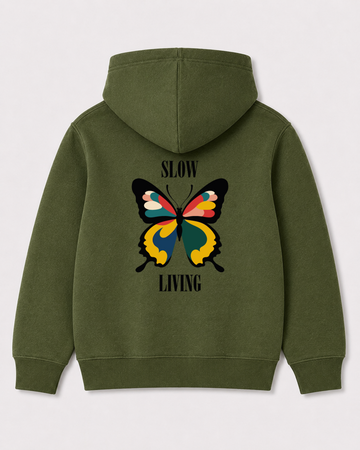 Olive green hoodie back 3017