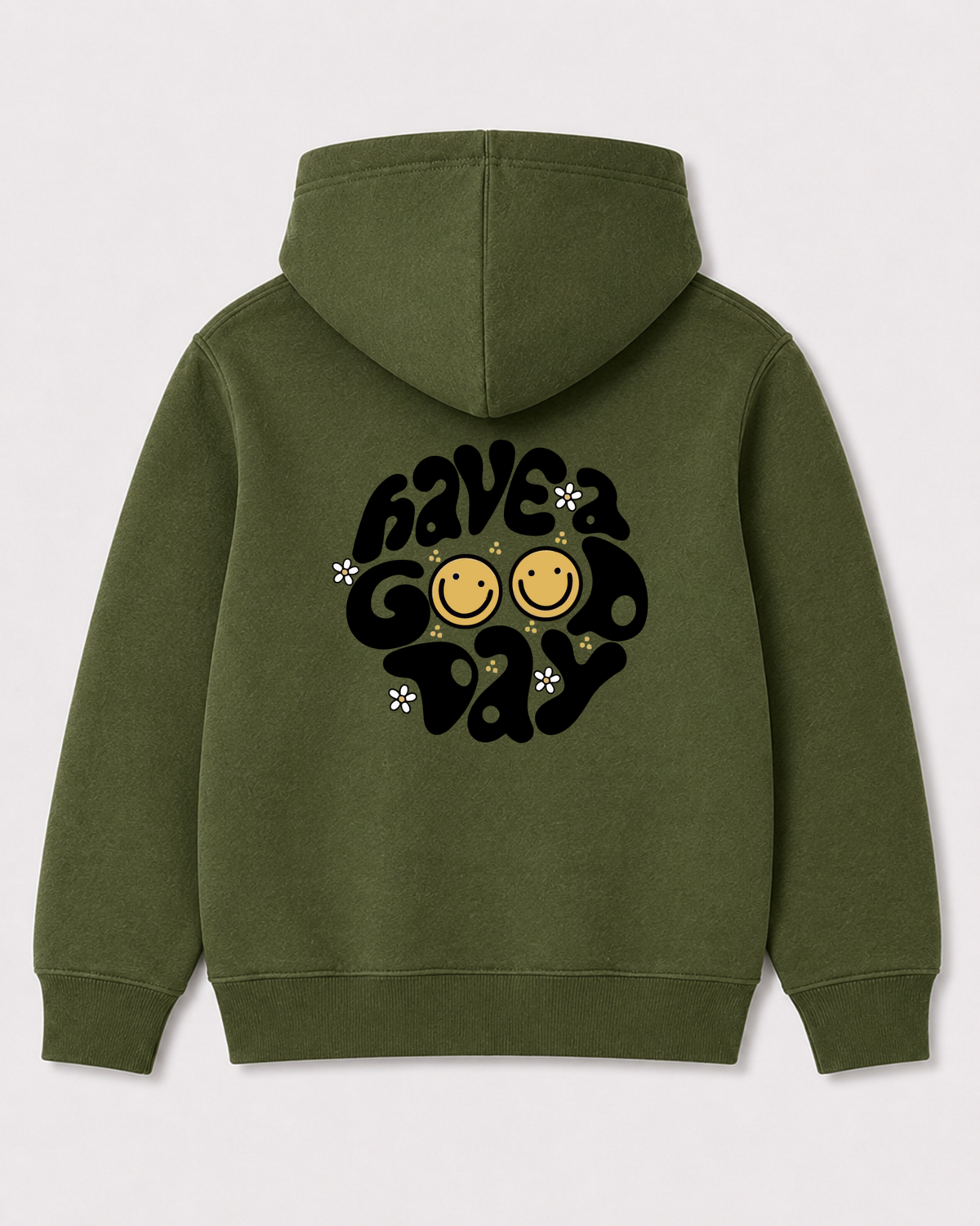 Olive green hoodie back 3021